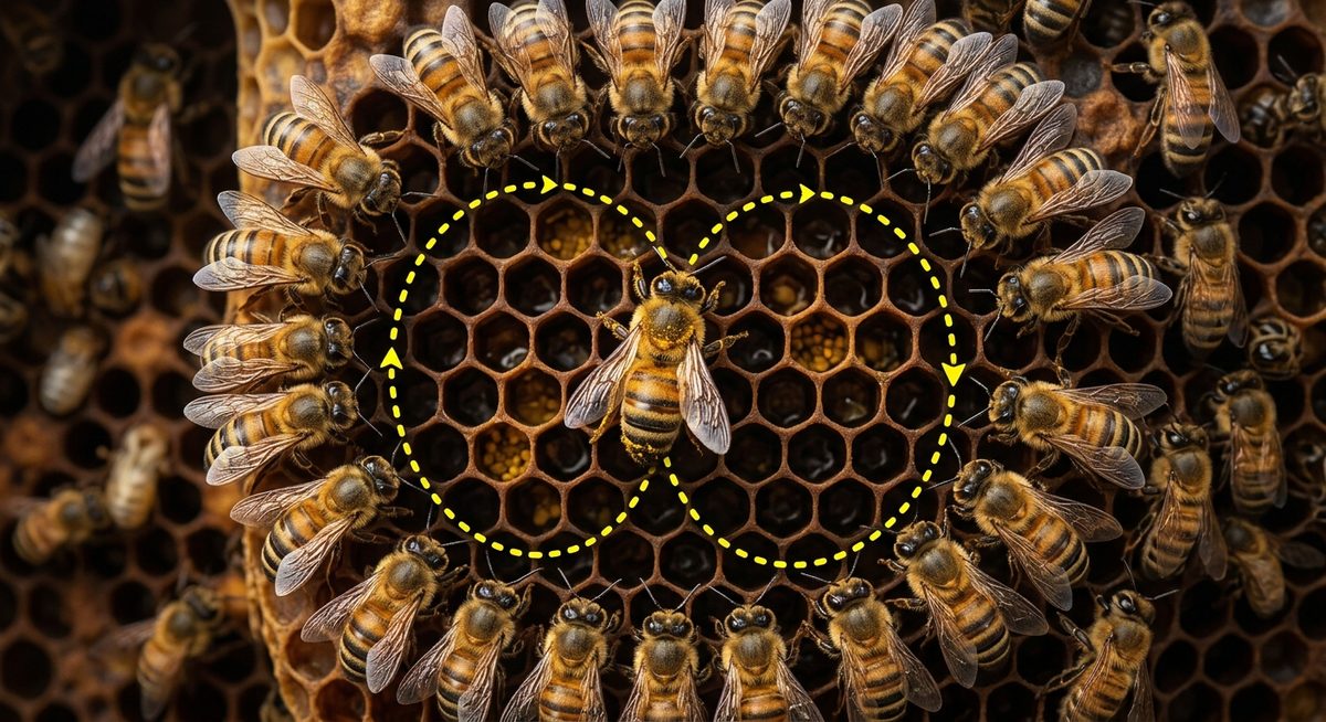 דבורה מבצעת ריקוד הוואגל — דפוס שמונה